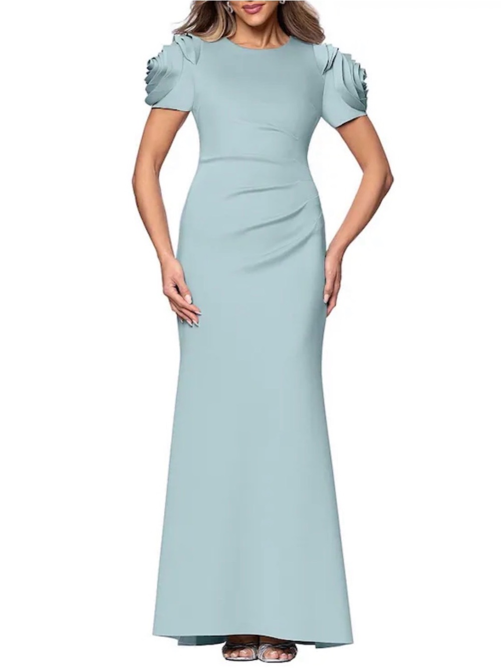Elegant maxi/Formal Gown with Rosette Sleeves